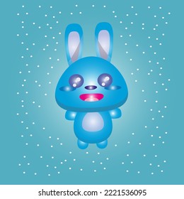 christmas card cute hare blue gradient