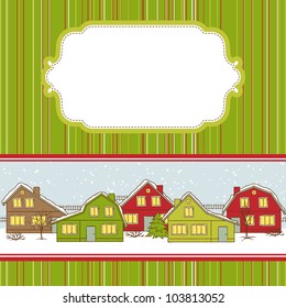 Christmas card, cute little town in winter