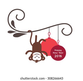 Christmas card with a cute monkey