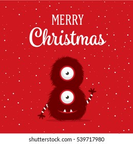 christmas card with cute monster vector illustration