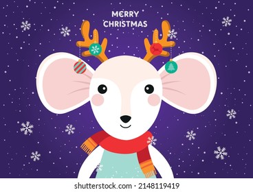 Christmas card with cute mouse