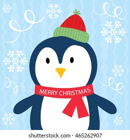 Christmas card with cute penguin design