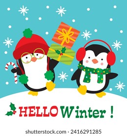Christmas Card with Cute Penguin image