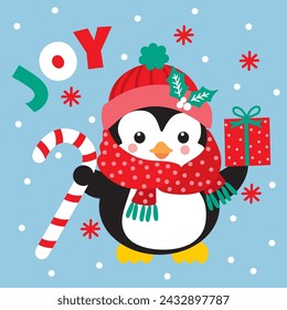 Christmas Card with Cute Penguin image