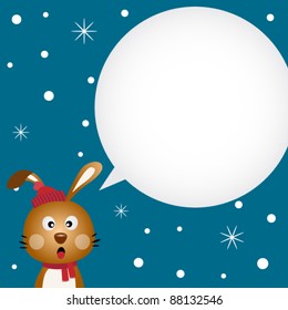 Christmas card with cute rabbit