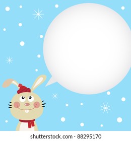Christmas card with cute rabbit
