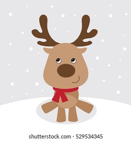 Christmas Card With Cute Reindeer