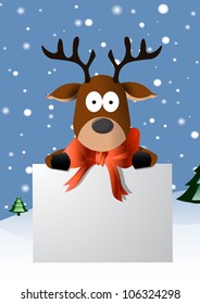 Christmas card with a cute reindeer character