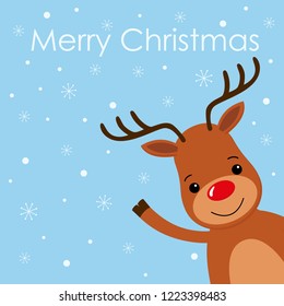 Christmas card with a cute reindeer character