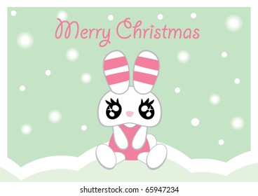 Christmas Card with Cute Ribbit