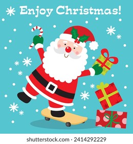 Christmas Card with Cute Santa Claus vector