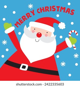 Christmas Card with Cute Santa Claus