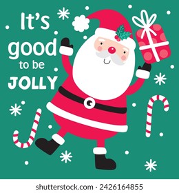 Christmas Card with Cute Santa Claus image