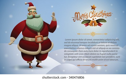 Christmas card with Cute Santa Claus, vector
