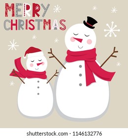 Christmas card with Cute snowman