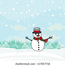  christmas card with cute snowman