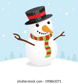 Christmas card with a cute snowman
