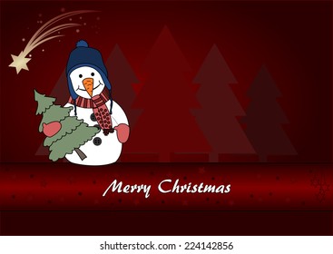 Christmas card with a cute snowman 