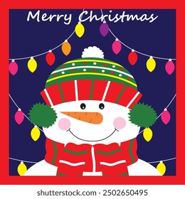 christmas card with cute snowman