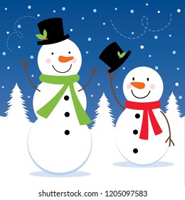 Christmas card with cute snowman design vector illustration