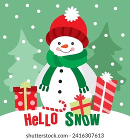 Christmas Card with Cute Snowman vector