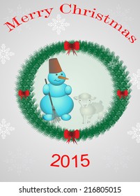 Christmas card with a cute snowman,Cartoon Christmas background