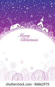 Christmas card, cute town at christmas time