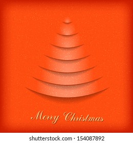 Christmas card from cutting paper. EPS 10 vector illustration. Used mesh and effect transparency layers of shadow and particles