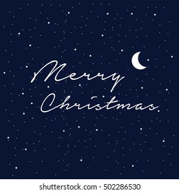 Christmas card - dark, blue background with white stars .EPS 8