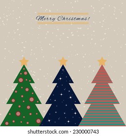 Christmas card with decorated fir trees