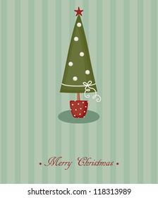 Christmas card with decorated Christmas tree