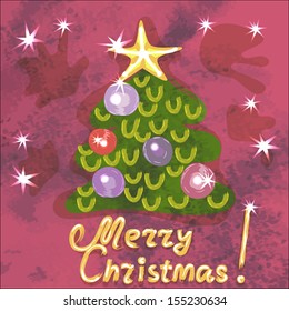 Christmas card decorated Christmas tree