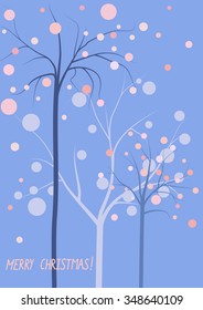 Christmas card with decorated trees