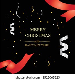 Christmas card with decoration pine leaf, ball, accesoris, star vector