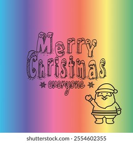 Christmas card decoration, vector art rainbow background 