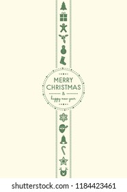 Christmas card with decorations. Vector.