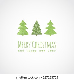 Christmas card with decorative christmas trees