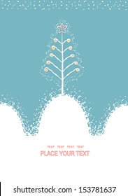 Christmas card with decorative Christmas tree.Vector background for text