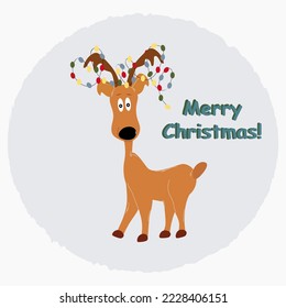 Christmas card with a deer and greetings