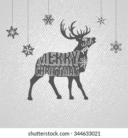 Christmas card with deer and hand-made letters
