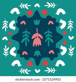 christmas card with deer and stars
