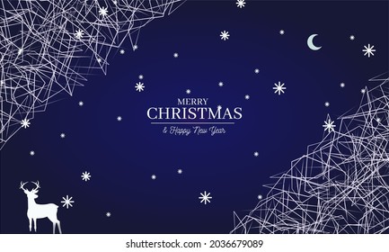 Weihnachtskarte mit Hirsch und Baum