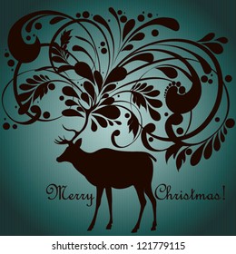 Christmas card with deer Vector Christmas deer