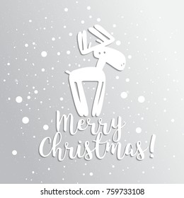 Christmas card with deer Vector holiday background