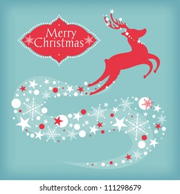 Christmas card with deer vector illustration