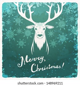 christmas card with deer, vector illustration, eps10