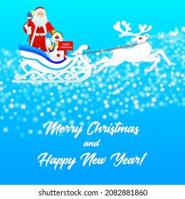 Christmas Card with Deer. Vector Illustration of Happy New Year Postcard.
