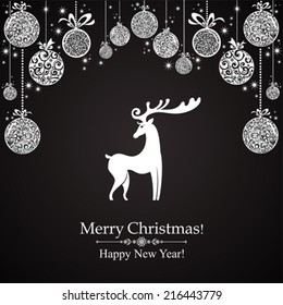 Christmas card. Christmas deer. Vector Illustration 