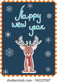 Christmas card with a deer, vector illustration
