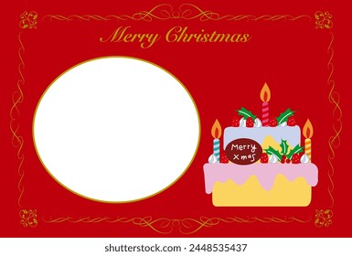 Christmas card with deliciously decorated Christmas cake